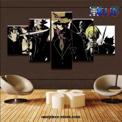 5 Pieces One Piece Black Team Canvas Wall Art