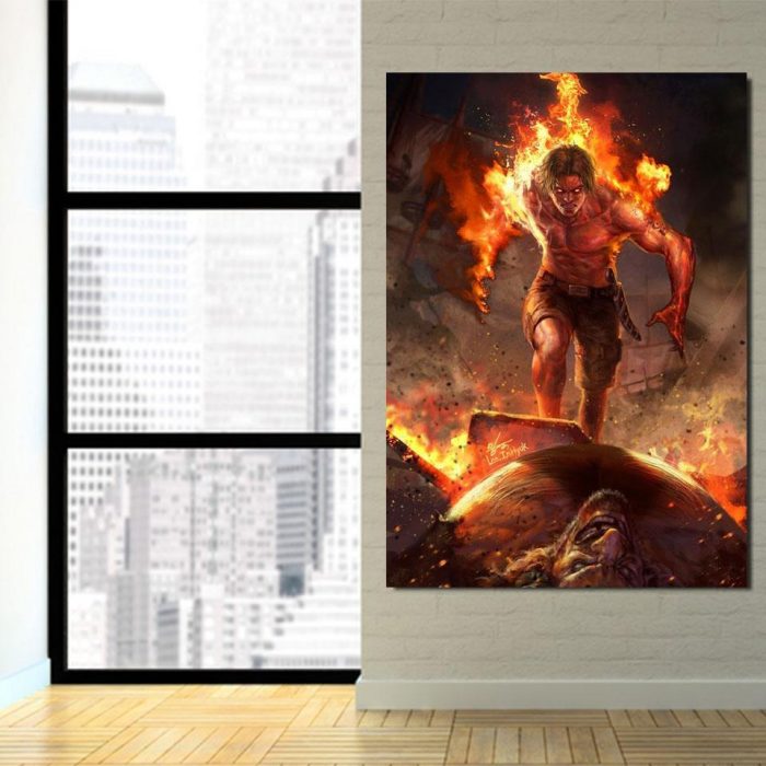 One Piece Angry Realistic Ace Fire Fist Revenge 1pc Wall Art 2 - One Piece Store