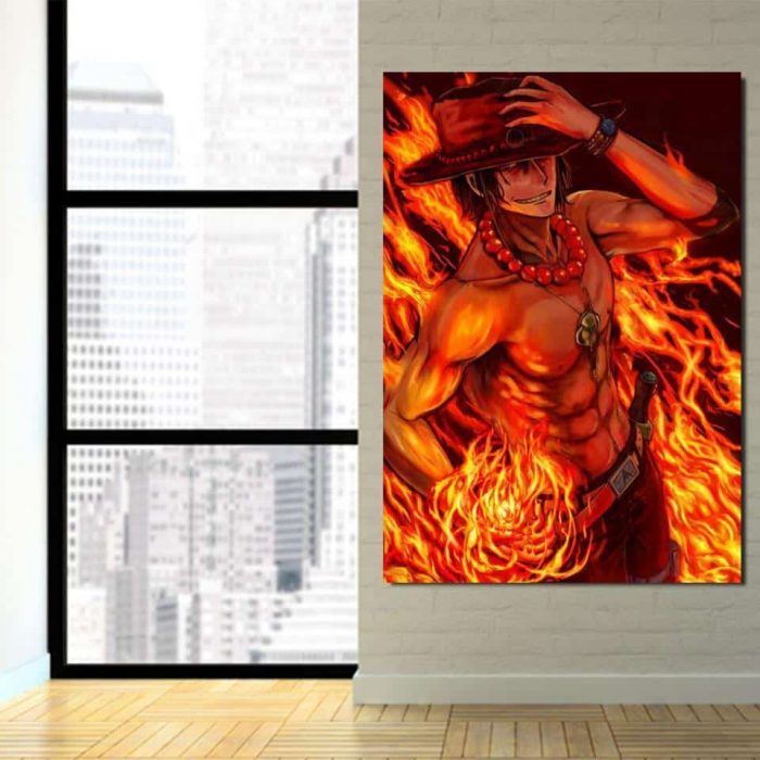 One Piece Portgas D Ace Fire Fist Power Orange 1pc Wall Art 3 - One Piece Store