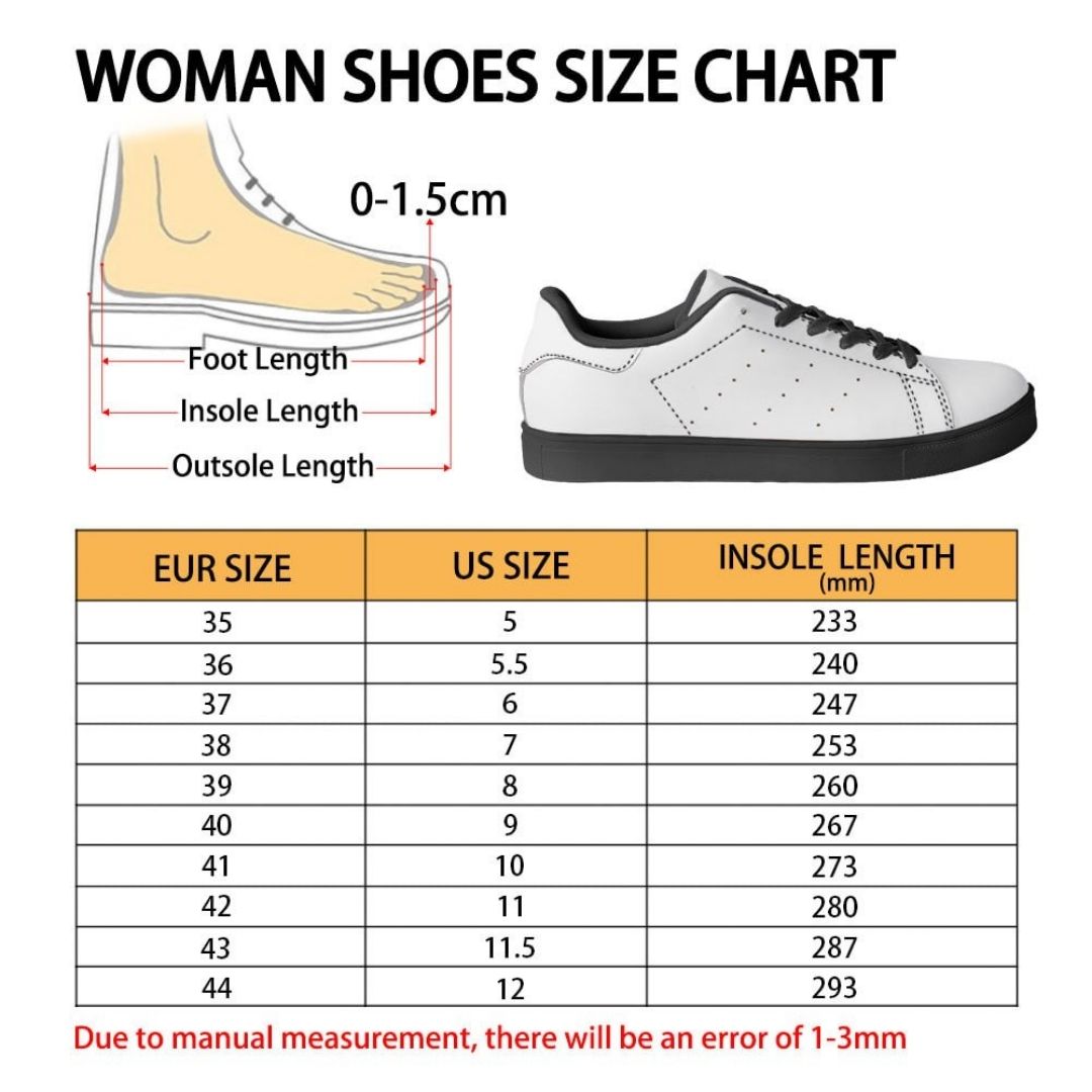 Skate Woman Shoes Size Chart - One Piece Store