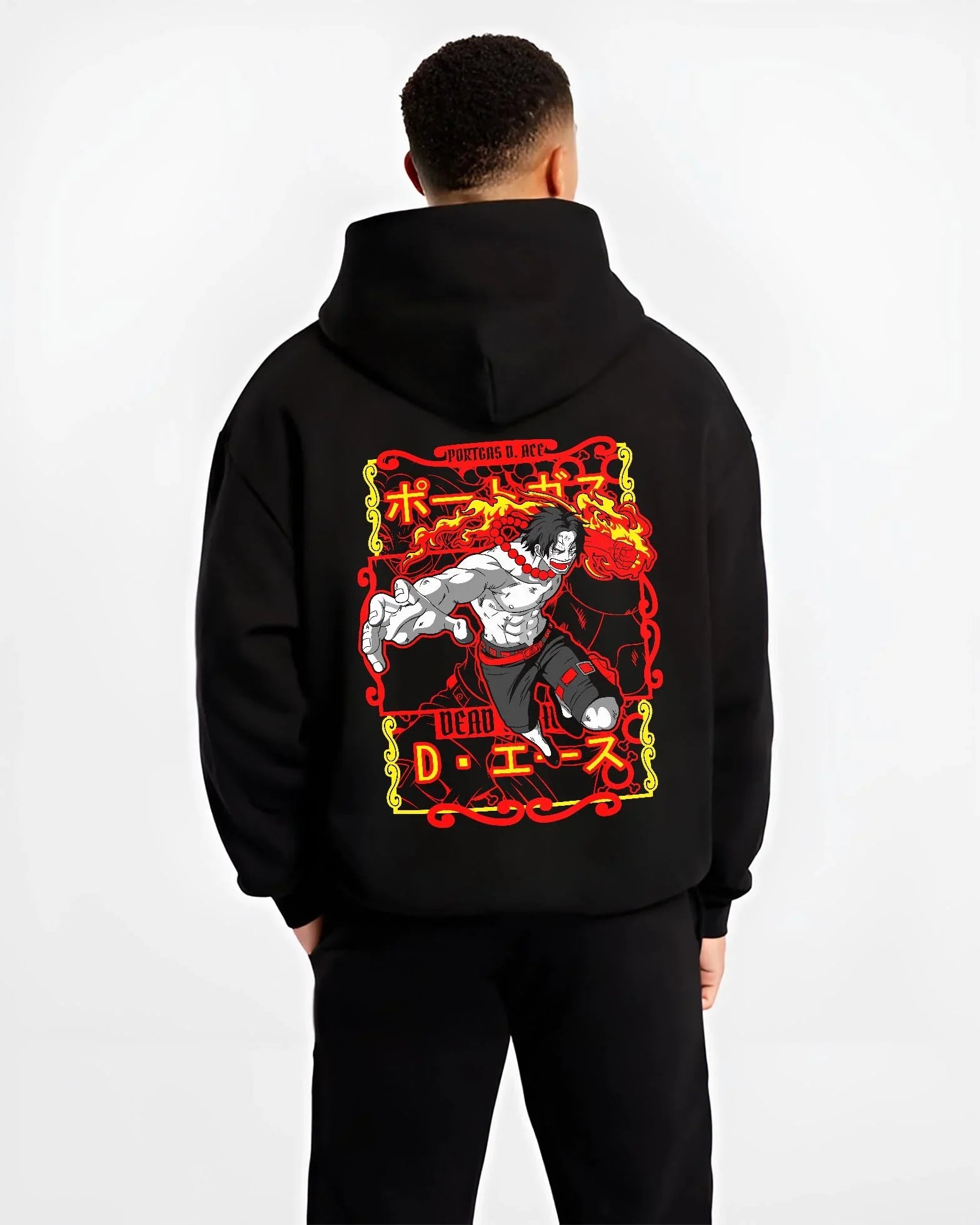 ACEBOLD B.black hoodie male back view - One Piece Store