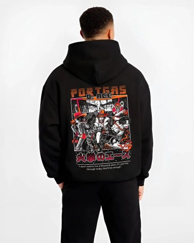 ACEBURN B.black hoodie male back view - One Piece Store