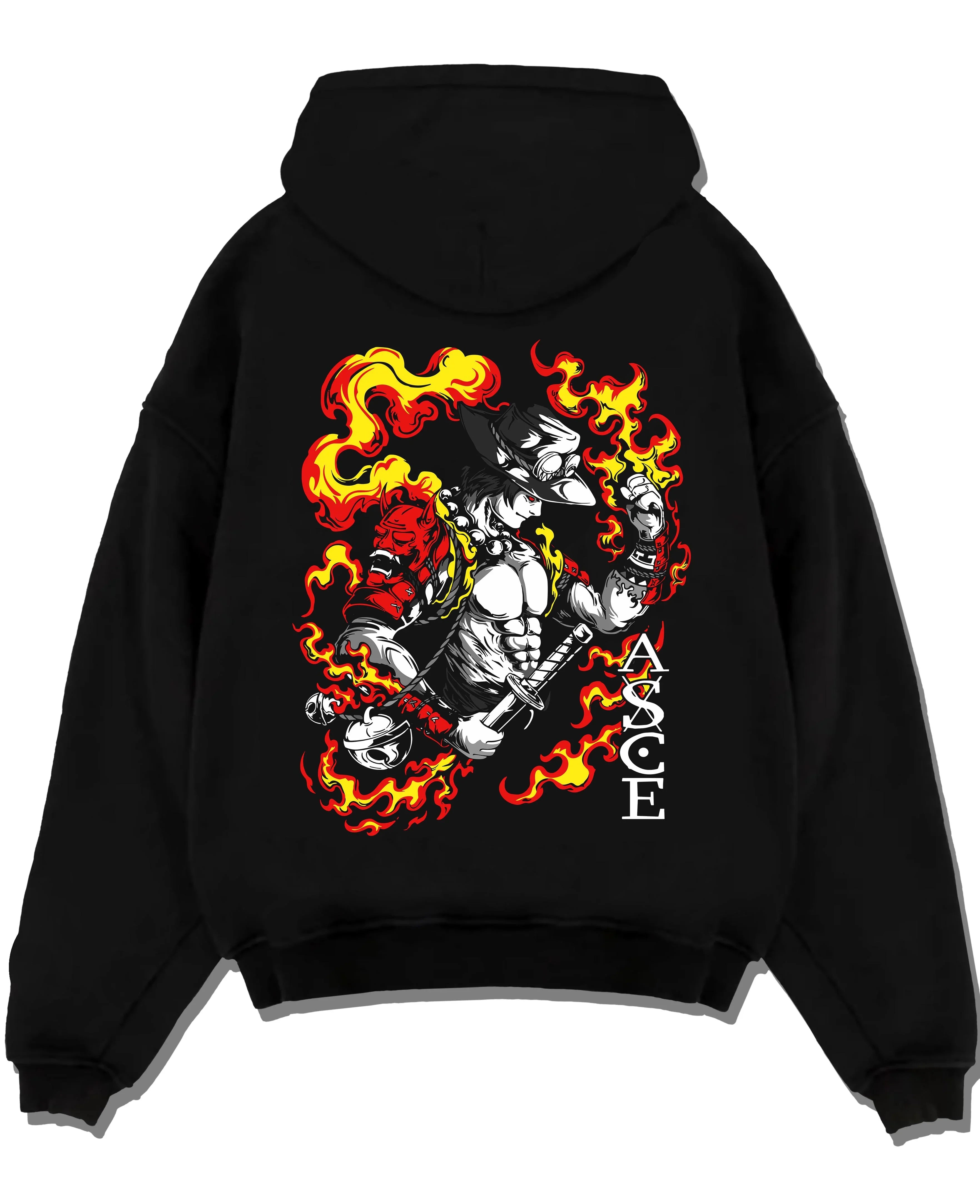 ACEFLME A.black hoodie flat back design - One Piece Store