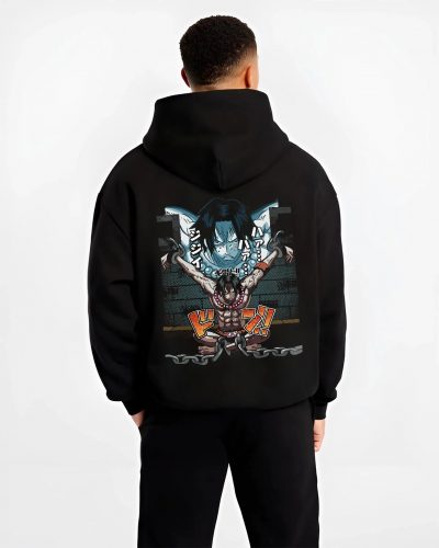 ACEV7 B.black hoodie male back view - One Piece Store