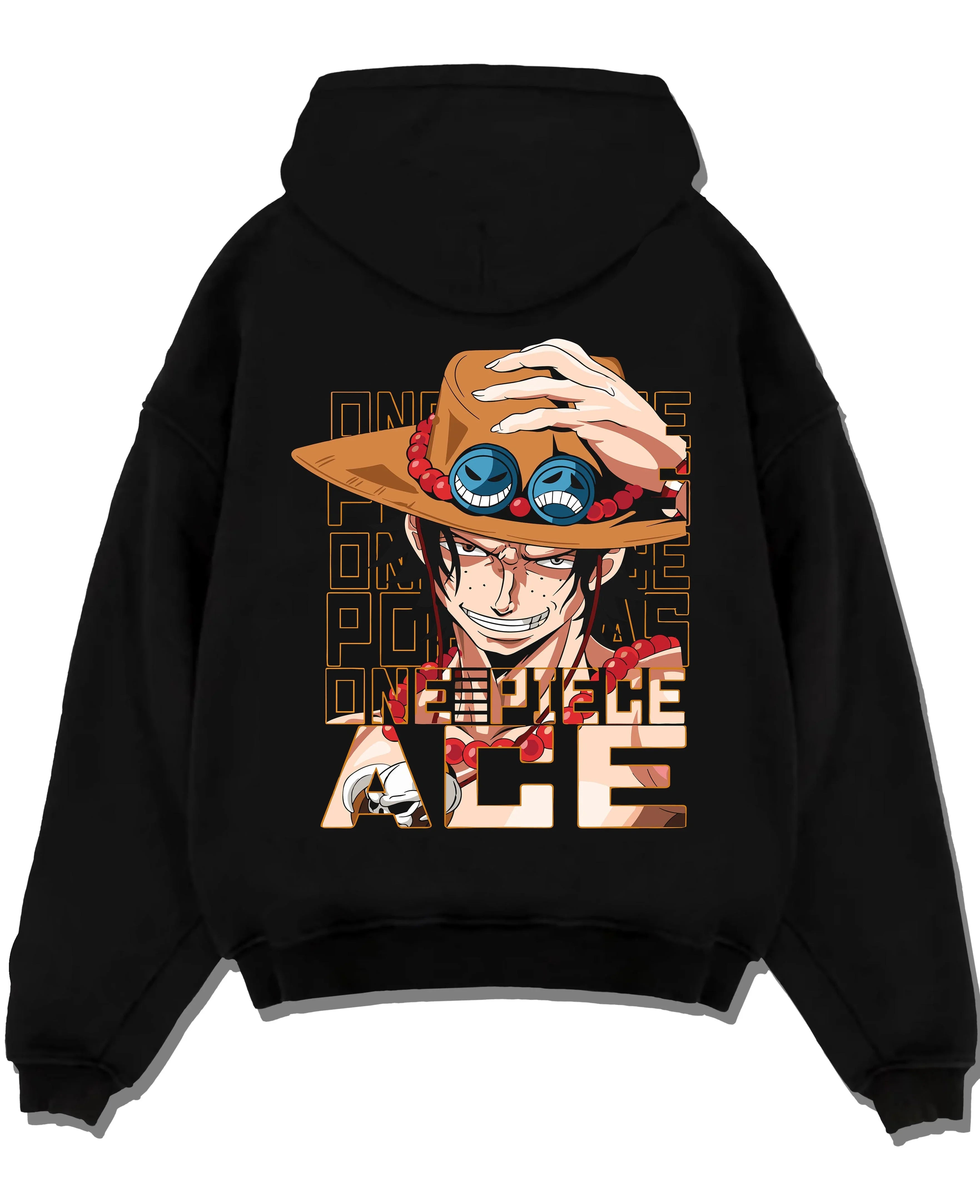 ACEV8 A.black hoodie flat back design - One Piece Store