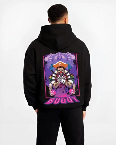 BUGGEX B.black hoodie male back view - One Piece Store
