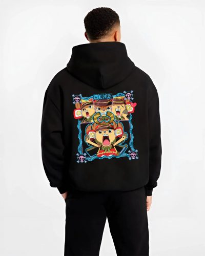 CHOPDOC B.black hoodie male back view - One Piece Store