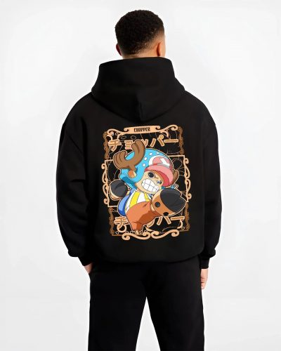 CHOPSMR B.black hoodie male back view - One Piece Store