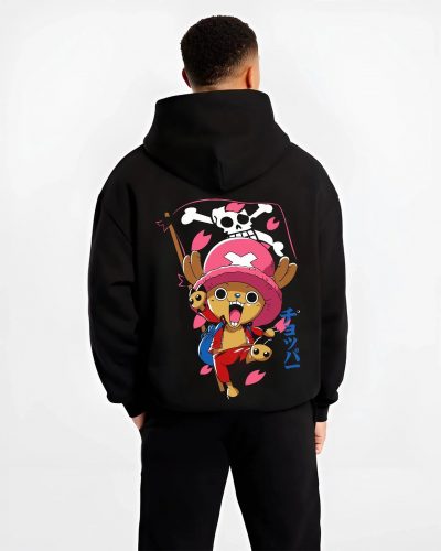 CHPP01 B.black hoodie male back view - One Piece Store