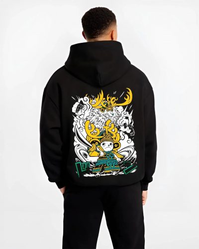 CHPP02 B.black hoodie male back view - One Piece Store