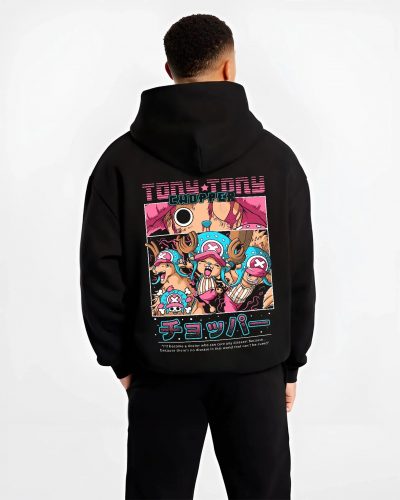 CHPP03 B.black hoodie male back view - One Piece Store