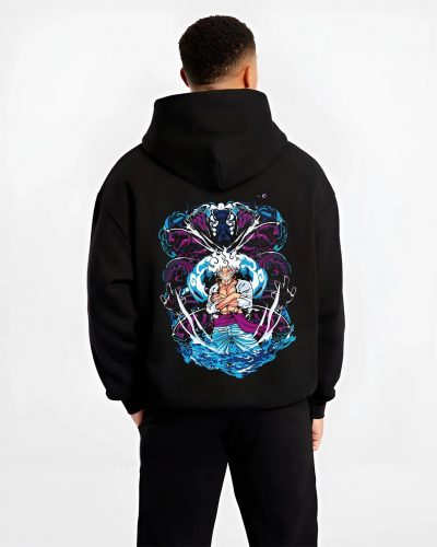 GEAR5PNL B.black hoodie male back view - One Piece Store