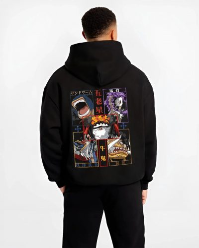GOROCIL B.black hoodie male back view - One Piece Store