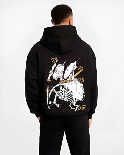 GOROMRS B.black hoodie male back view - One Piece Store