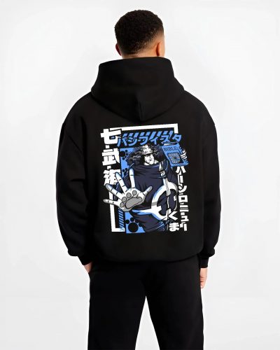 KUMAEX B.black hoodie male back view - One Piece Store