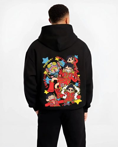 LUFCAP B.black hoodie male back view - One Piece Store