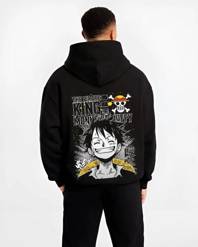 LUFPRT B.black hoodie male back view - One Piece Store