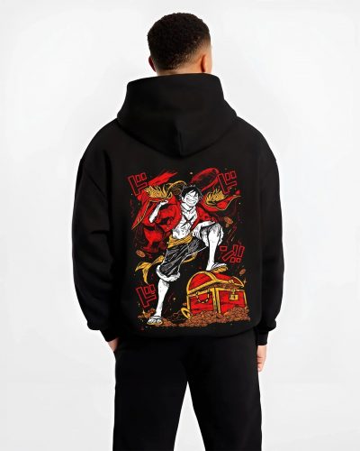 LUFRED B.black hoodie male back view - One Piece Store