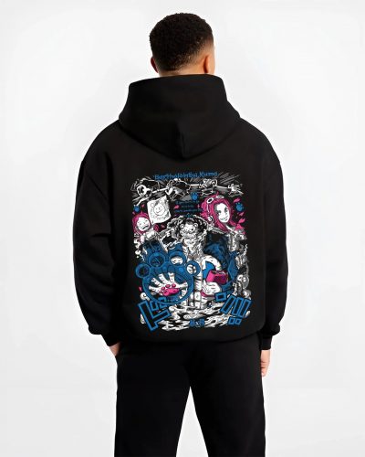 PAWPAW B.black hoodie male back view - One Piece Store
