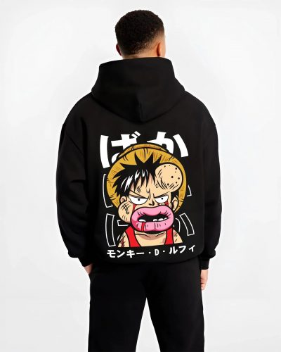 STRHATC B.black hoodie male back view - One Piece Store