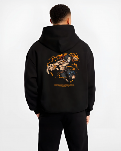 ace one piece black hoodie male back view - One Piece Store