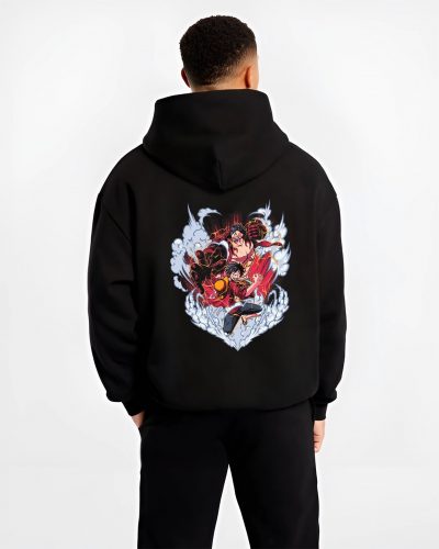 luffy one piece black hoodie male back view - One Piece Store