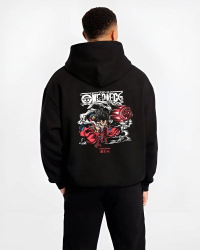 luffy one piece snakeman black hoodie male back view - One Piece Store