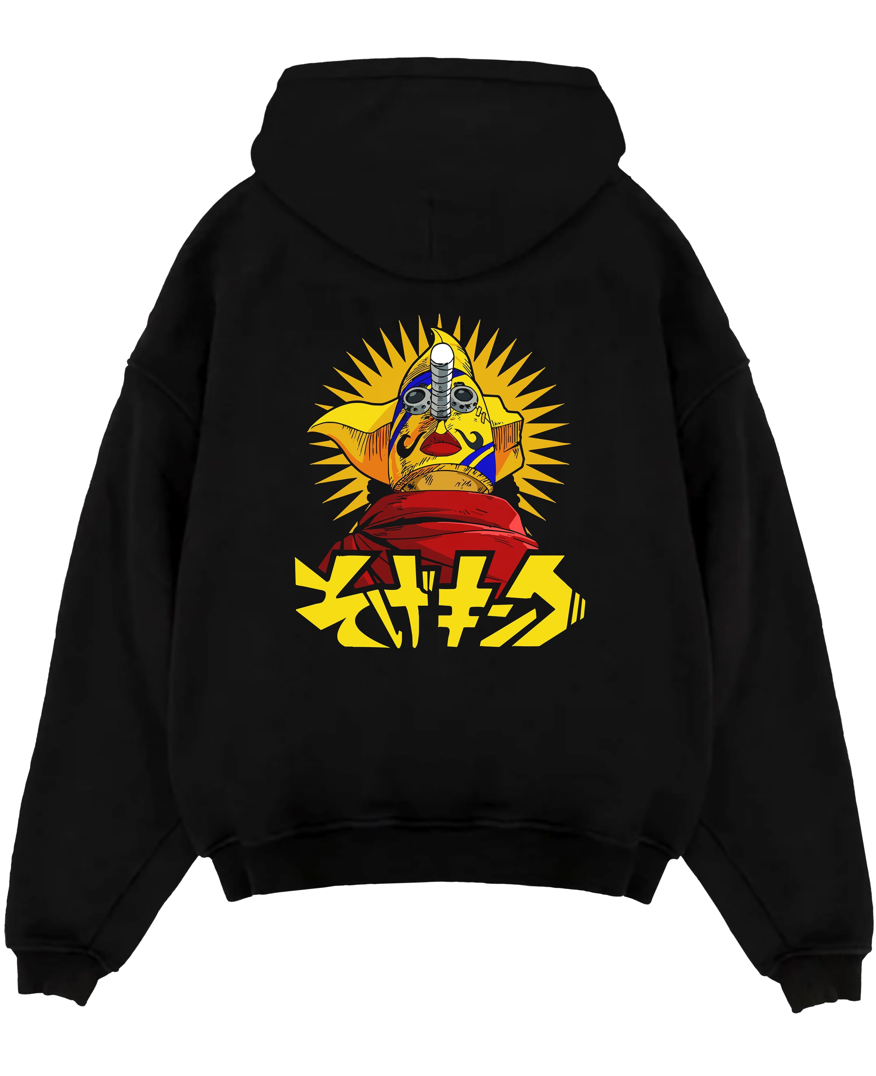 retro manga parody black hoodie flat back design - One Piece Store