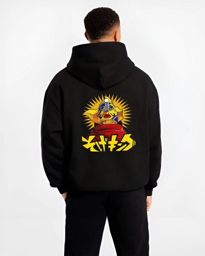 retro manga parody black hoodie male back view - One Piece Store